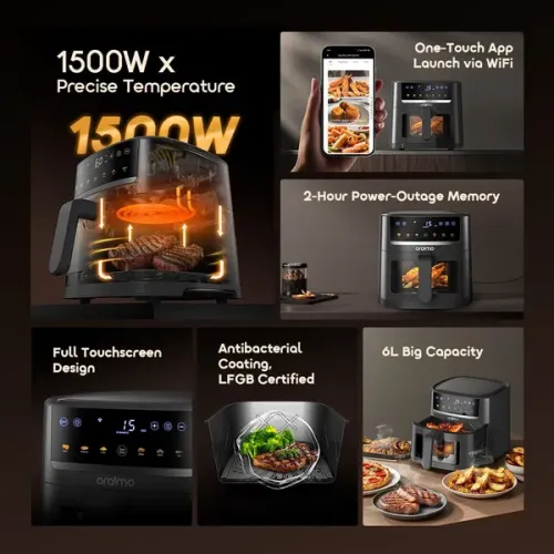 Oraimo NutriFry S1 Ultra 1500W 6L Air Fryer (OAF-521A)