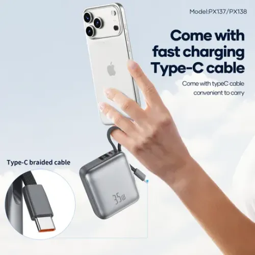 Foneng PX138 20000mAh 45W Power Bank With Built-in Type-C