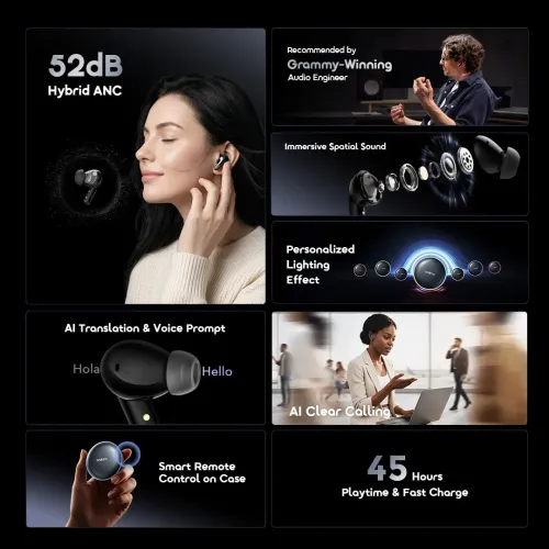 Oraimo SpaceBuds 2 Hybrid ANC TWS Earbuds (OTW-631)